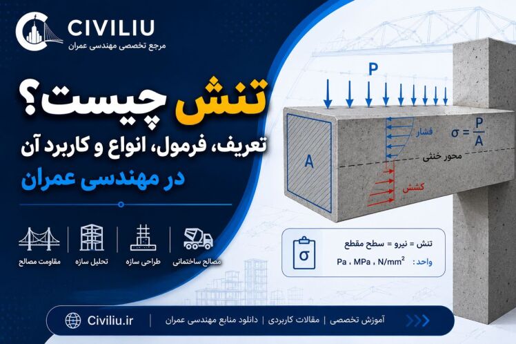 تنش چیست؟ تعریف، فرمول، انواع و کاربرد آن در مهندسی عمران