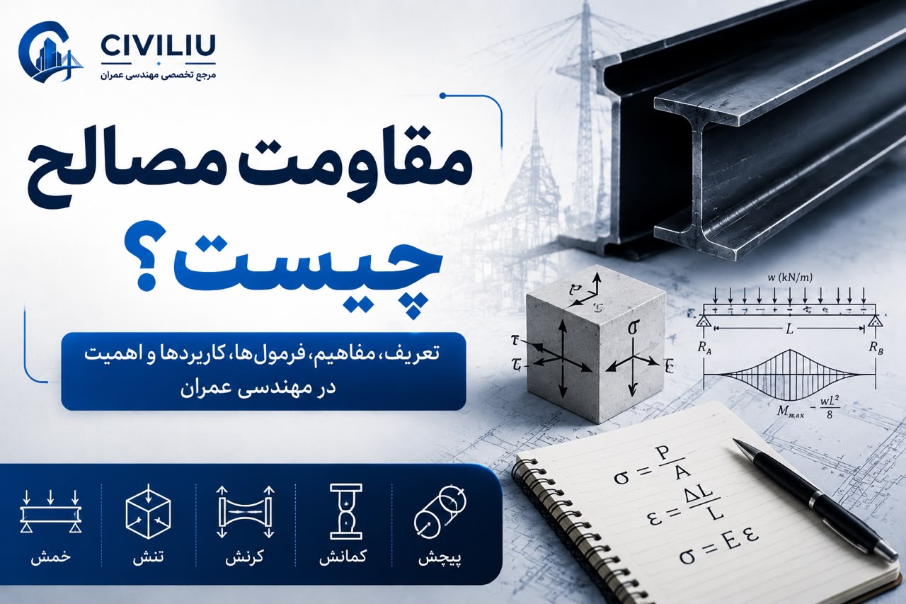 مقاومت مصالح چیست؟ تعریف، مفاهیم، کاربرد، فرمولها و اهمیت آن در مهندسی عمران